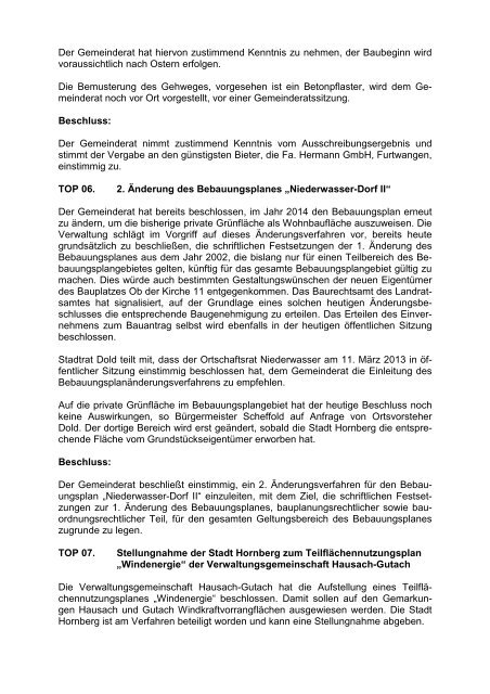 Gemeinderatssitzung 04 vom 13.03.2013 ... - Hornberg