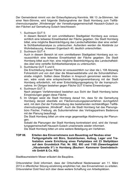 Gemeinderatssitzung 04 vom 13.03.2013 ... - Hornberg