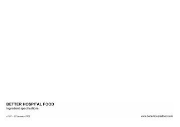 Ingredient specifications - Hospital Caterers Association