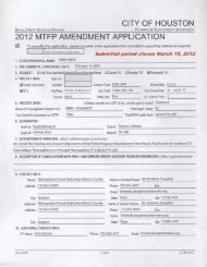 CITY OF HOUSTON 2012 MTFP AMENDMENT APPLICATION