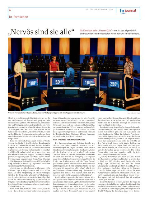 hr-journal Januar/Februar 2014 (pdf, 2,9 MB) - Hessischer Rundfunk