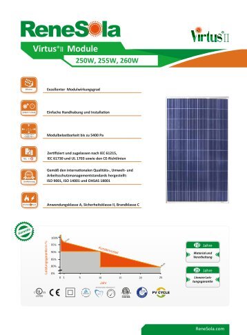 Virtus II 250-260W 1640X992X40MM DE - Renesola