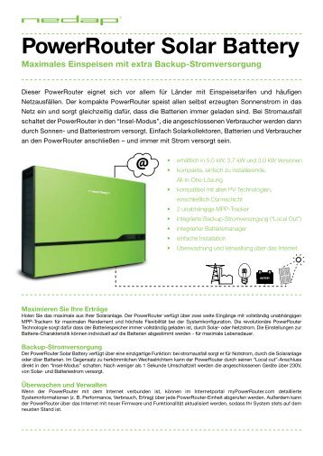 PowerRouter Solar Battery - bei HR Controls