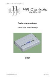 Bedienungsanleitung MBusâBACnet Gateway - bei HR Controls