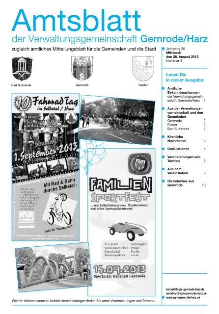 Amtsblatt als pdf-Datei - Verwaltungsgemeinschaft Gernrode / Harz
