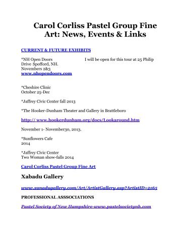 Carol Corliss Pastel Group Fine Art: News, Events & Links