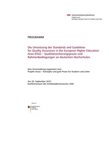 PROGRAMM Die Umsetzung der Standards and ... - HRK nexus