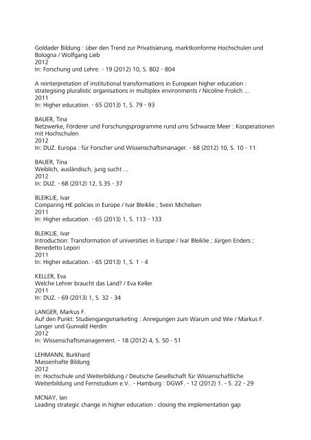 HRK-Bibliothek Datenlieferung MÃ¤rz 2013 ... - HRK nexus