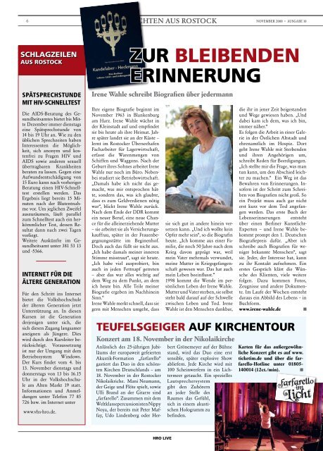 November 2008 - HROÂ·LIFE - Das Magazin fÃ¼r die Hansestadt ...