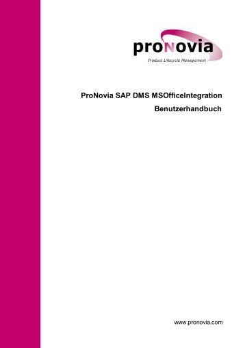 Benutzerhandbuch ProNovia SAP DMS ... - ProNovia AG