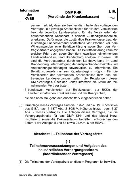 DMP KHK - Kassenärztlichen Vereinigung Brandenburg