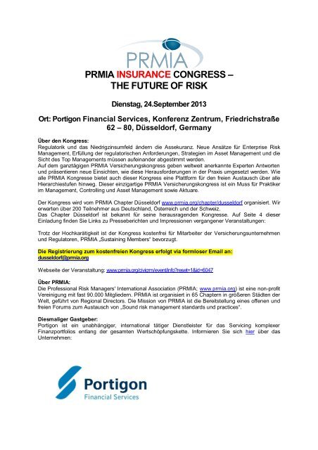 PRMIA INSURANCE CONGRESS – THE FUTURE OF RISK