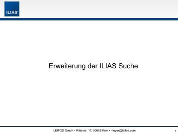 The Open Source Learning Management System ILIAS ... - ILIASuisse