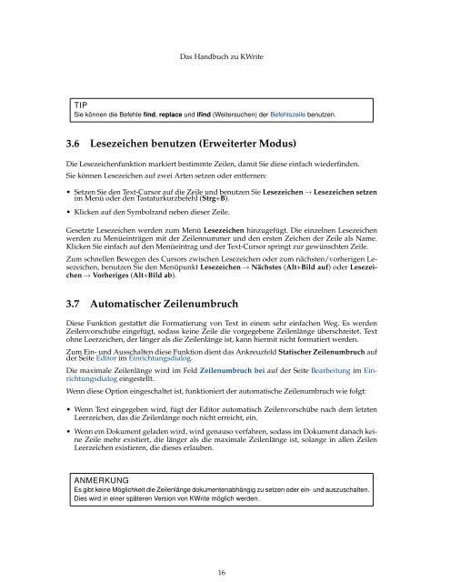 Das Handbuch zu KWrite - KDE Documentation