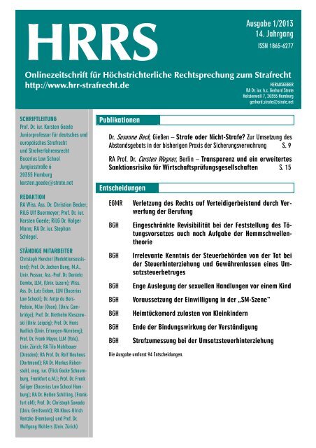 HRRS Ausgabe 1/2013 - hrr-strafrecht.de