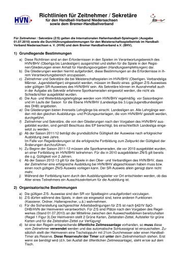 Richtlinien ZN und S im HVN 2011-12- final ... - HSG Nordhorn