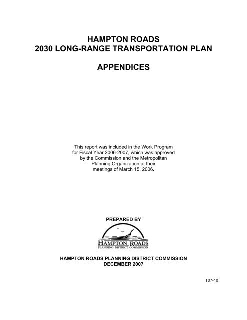 Appendices - Hampton Roads Transportation Planning Organization