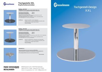 Tischgestelle XXL - Franz Giesselmann Metallwaren GmbH & Co. KG