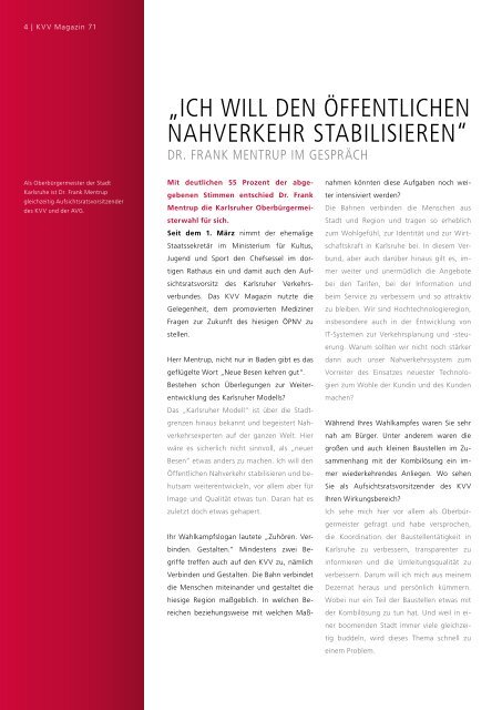 KVV-Magazin Nr. 71, April 2013 - KVV - Karlsruher Verkehrsverbund