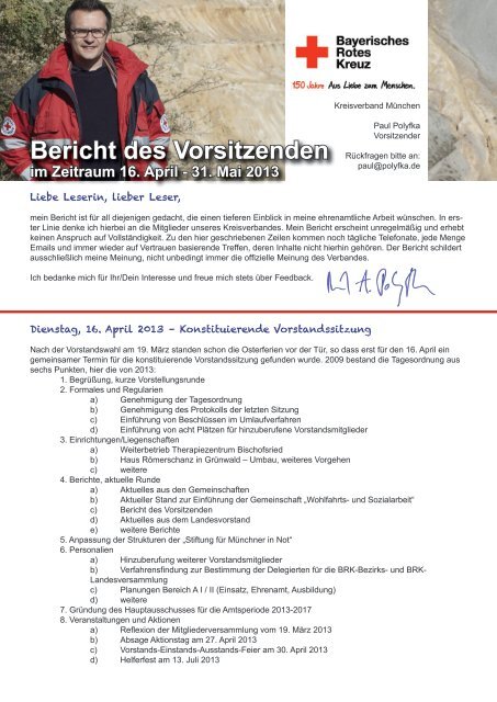 Bericht des Vorsitzenden - BRK Kreisverband München