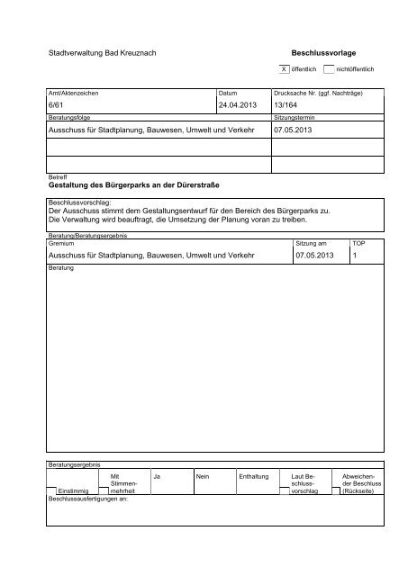 Beschlussvorlagen (pdf) - Stadt Bad Kreuznach