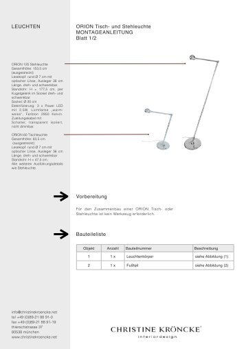 ORION Tisch+Steh Leuchten Anleitung v.1.0 - Christine Kröncke