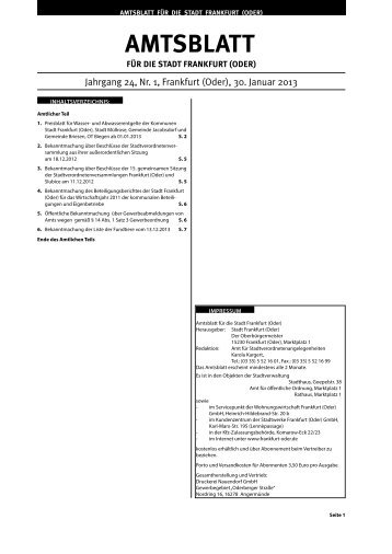 Amtsblatt Nr. 01 vom 30. Januar 2013 - Frankfurt