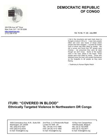 ituri: âcovered in bloodâ - Human Rights Watch