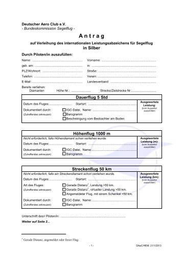 Antrag Silber - DAeC Deutscher Aeroclub