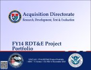 FY14 RDT&E Project Portfolio - USCG - U.S. Coast Guard