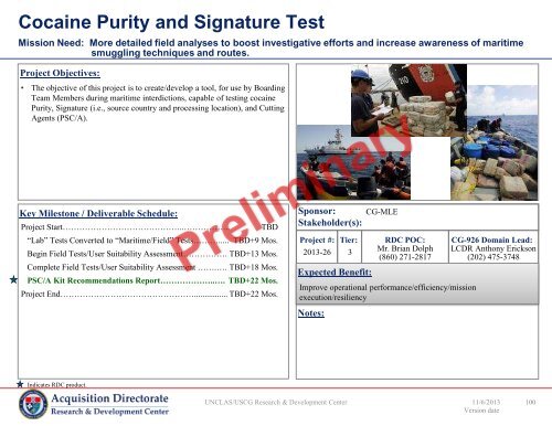 FY14 RDT&E Project Portfolio - USCG - U.S. Coast Guard