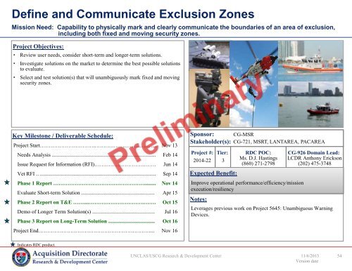 FY14 RDT&E Project Portfolio - USCG - U.S. Coast Guard