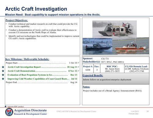 FY14 RDT&E Project Portfolio - USCG - U.S. Coast Guard