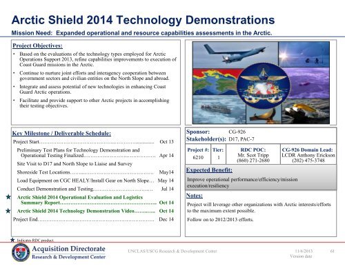 FY14 RDT&E Project Portfolio - USCG - U.S. Coast Guard