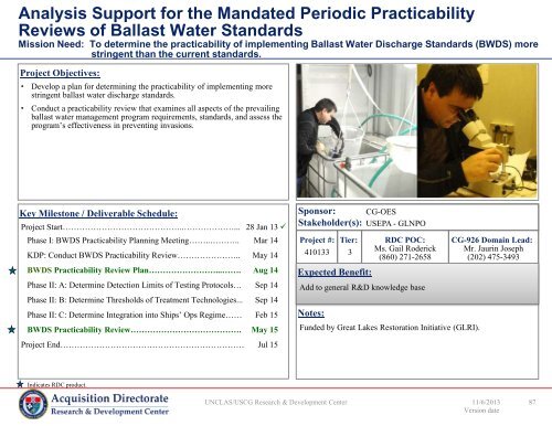 FY14 RDT&E Project Portfolio - USCG - U.S. Coast Guard