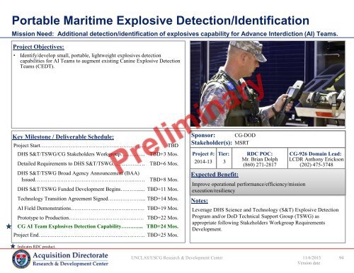 FY14 RDT&E Project Portfolio - USCG - U.S. Coast Guard