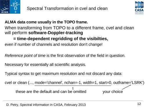 Spectral information in CASA - ESO