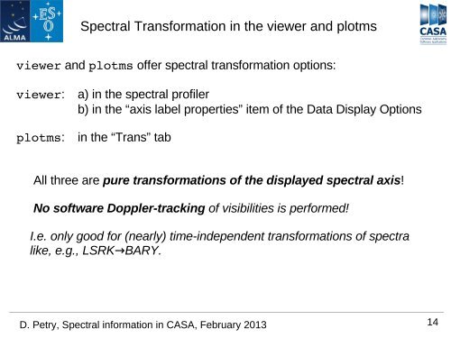 Spectral information in CASA - ESO