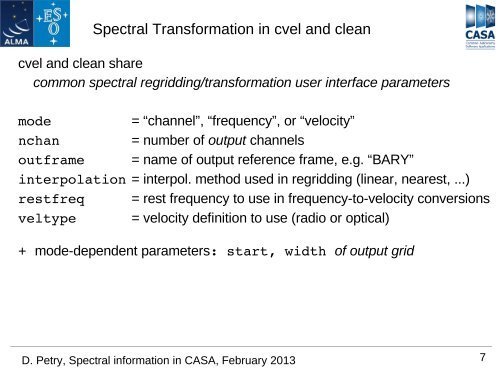 Spectral information in CASA - ESO