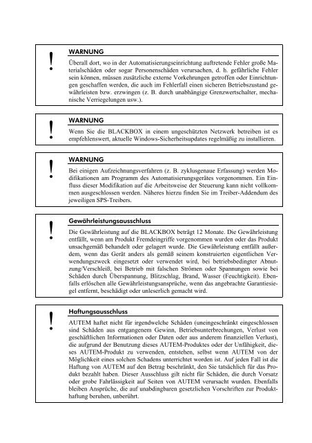 Benutzerhandbuch BLACKBOX SPS-ANALYZER ... - AUTEM GmbH