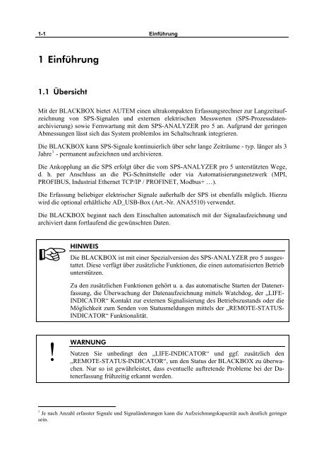 Benutzerhandbuch BLACKBOX SPS-ANALYZER ... - AUTEM GmbH