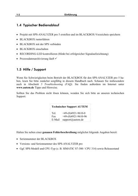 Benutzerhandbuch BLACKBOX SPS-ANALYZER ... - AUTEM GmbH