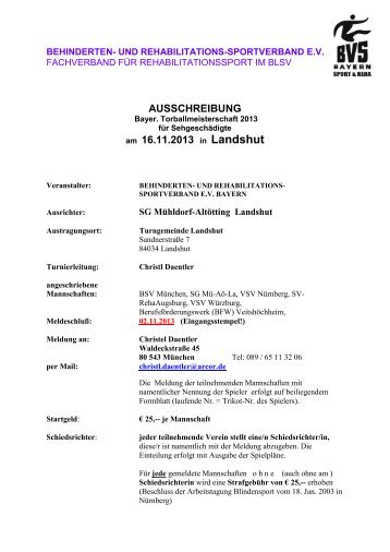 AUSSCHREIBUNG am 16.11.2013 in Landshut - Behinderten- und ...
