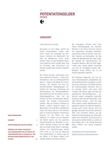 Dossier Potentatengelder - Transparency International