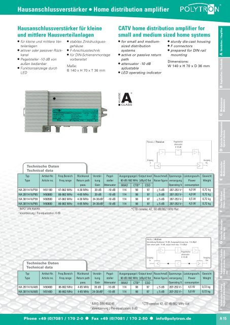 A Verstärker Amplifier B Kopfstellen Headends D Optische ...