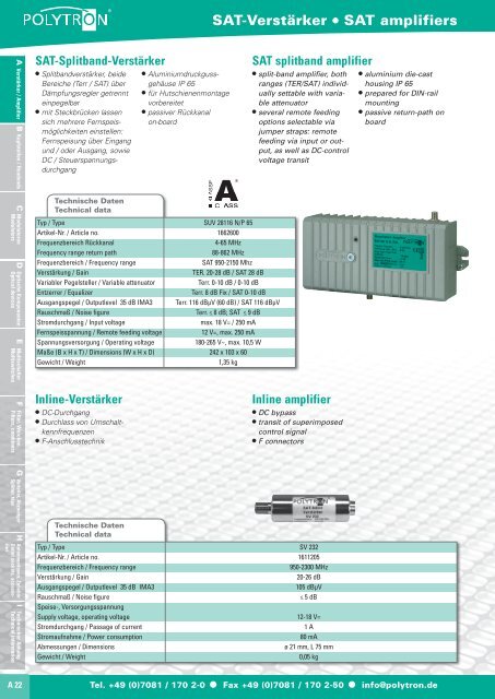 A Verstärker Amplifier B Kopfstellen Headends D Optische ...