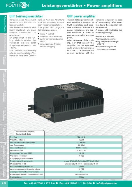 A Verstärker Amplifier B Kopfstellen Headends D Optische ...