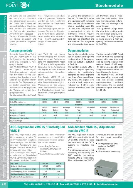 A Verstärker Amplifier B Kopfstellen Headends D Optische ...