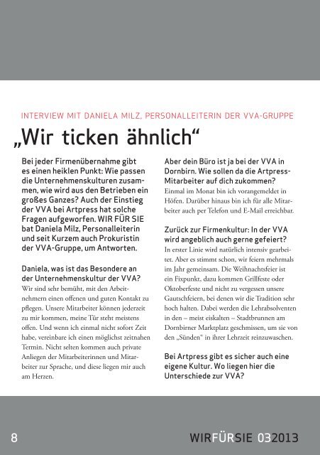 WIR FÃœR SIE 03/2013 - VVA - Vorarlberger Verlagsanstalt AG