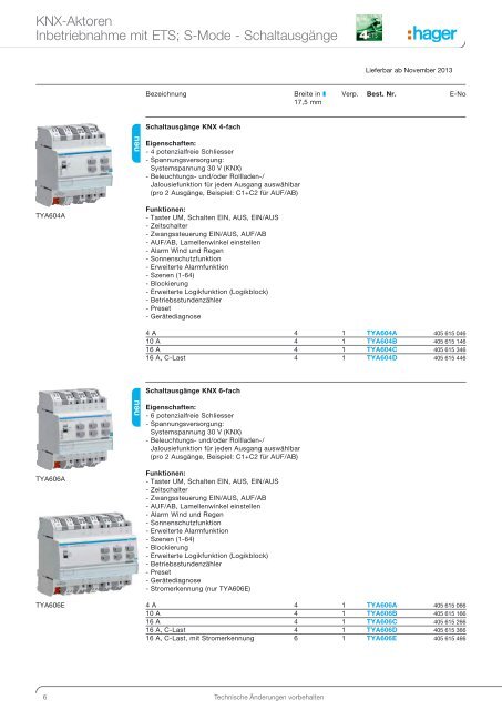 Neue KNX-Aktoren - Hager